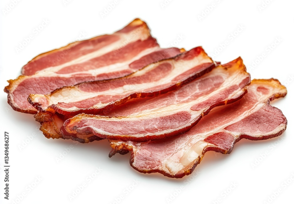 Freshly Sliced Bacon Strips on White Background for Culinary and Food Photography in Stock Image Libraries Freshly Sliced Bacon Strips on White Background for Culinary and Food Photography in Stock Image Libraries