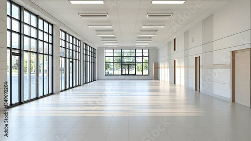 Wallpaper Mural Empty Modern Commercial Space With Large Windows Torontodigital.ca