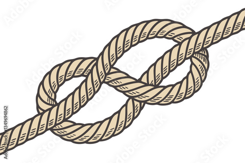 21 Intricate rope knot, close-up detail, natural hemp fiber, twisted strands, tan color, nautical theme, simple background, high contrast, macro photography, isolated object, textured surface, strengt