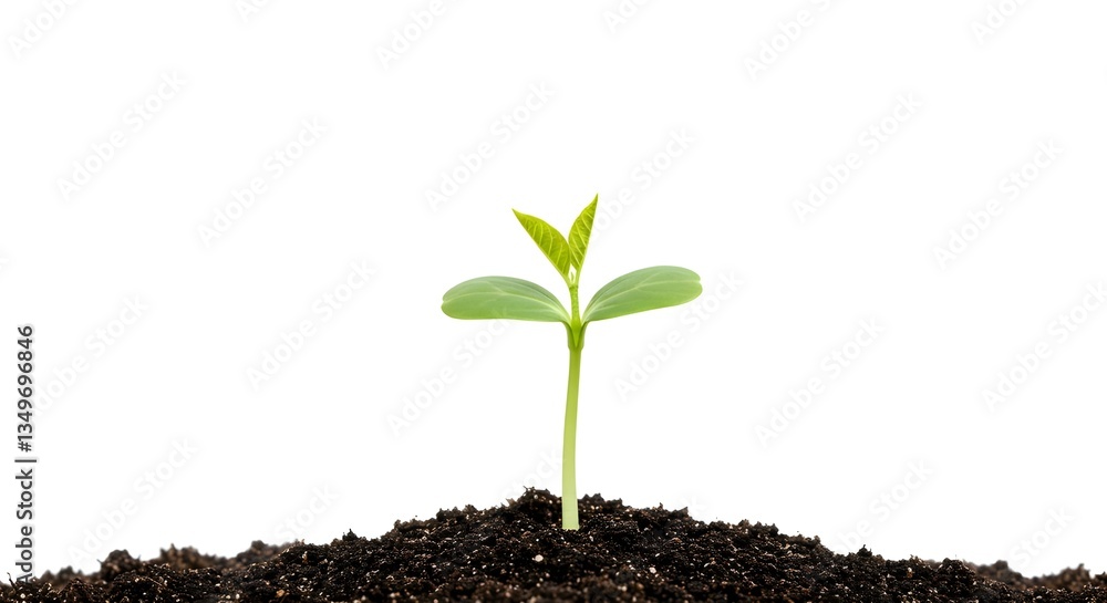 Naklejka premium A young sprout growing from the ground. Isolated on a white background.