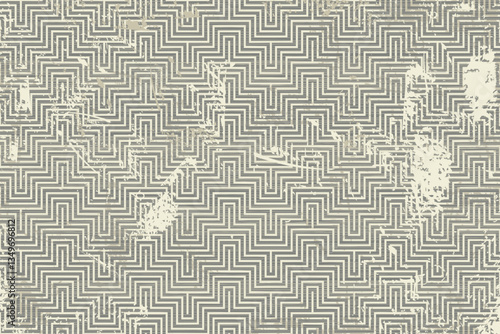Abstract geometric seamless pattern with an effect of attrition in retro color. Vector shabby geometric carpet. Vintage background for ceramic tile, wallpaper, linoleum, textile, rug, web page
