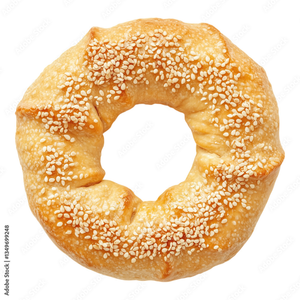 Golden baked ring bread sprinkled with sesame seeds delightful pastry treat isolated on png transparent background Golden baked ring bread sprinkled with sesame seeds delightful pastry treat isolated on png transparent background
