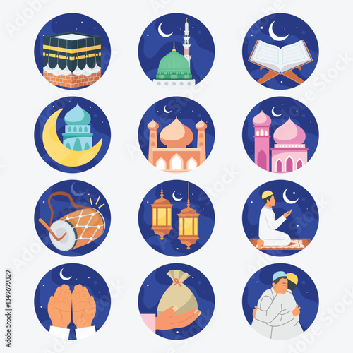 Eid Mubarak and Ramadan Vectors that are suitable for any project. Perfect for websites, mobile apps, books, social media, infographics, flyers, print, banners, posters, and many more.