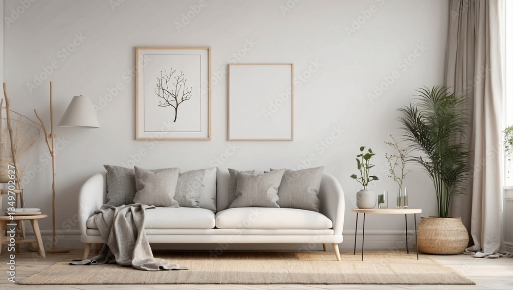 Fototapeta premium Mock-Up Poster Frame in a Stylish Interior Background for Design Presentations