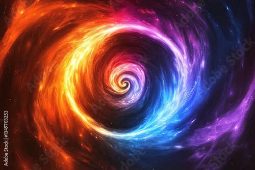 Colorful swirls of light, swirling in the center of an abstract background