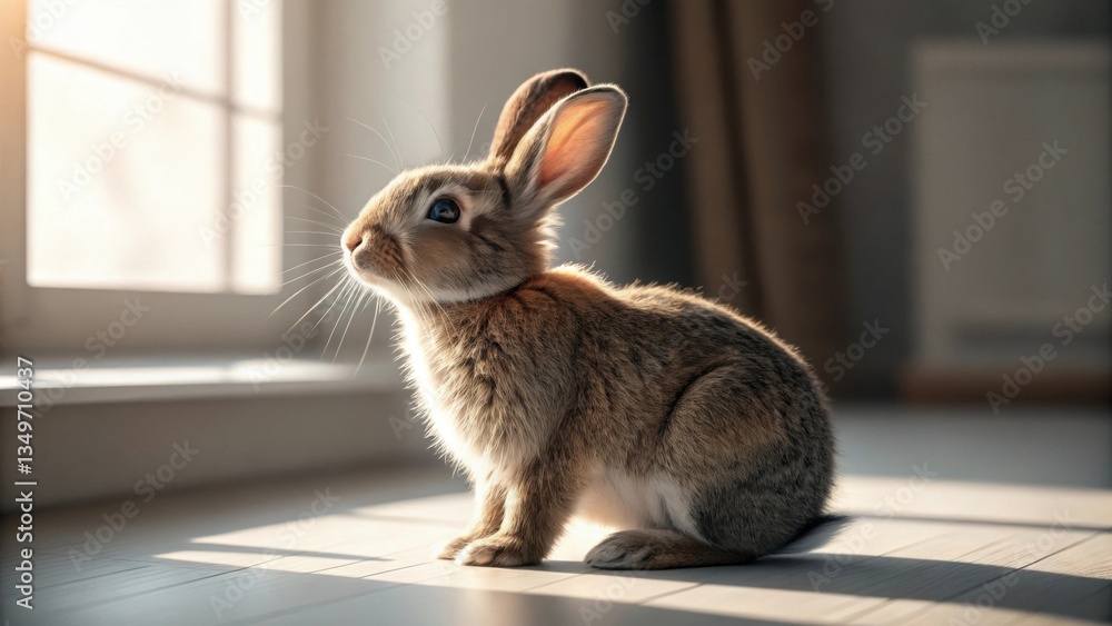 Obraz premium A rabbit is sitting in a basket of flowers and eggs