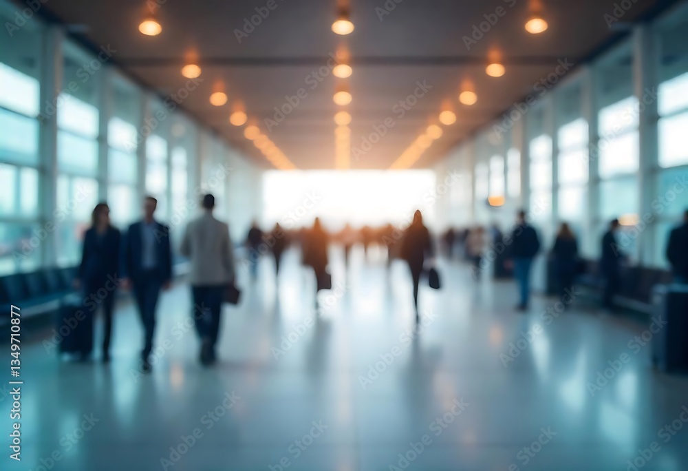 Generative AI Blurred Passengers Walking in Airport Terminal, Represents Travel and Transportation Generative AI Blurred Passengers Walking in Airport Terminal, Represents Travel and Transportation