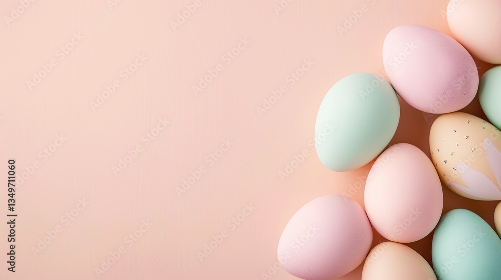 Delicate Pastel Easter Eggs On Peach Toned Canvas Delicate Pastel Easter Eggs On Peach Toned Canvas