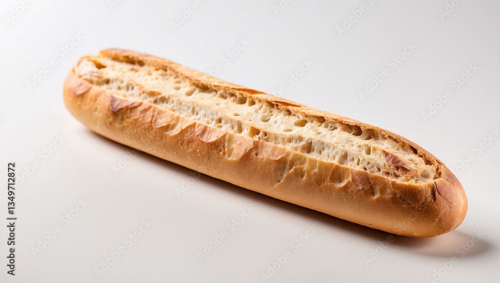 Artisan Baguette Displayed Against a Bright White Background for Tempting Appeal Artisan Baguette Displayed Against a Bright White Background for Tempting Appeal