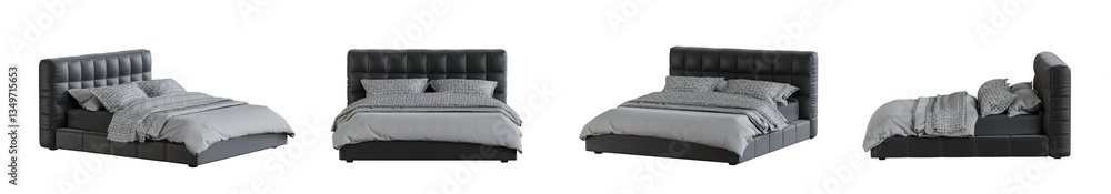 Obraz premium Bed isolated on transparent background. 3D render.