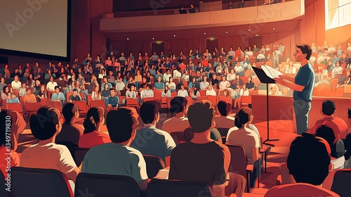 Speaker addressing large audience. (41)