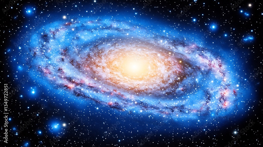 A beautiful spiral galaxy with many stars in a vast cosmic space A beautiful spiral galaxy with many stars in a vast cosmic space