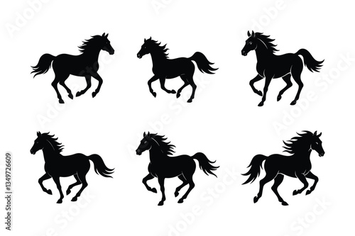 horse galloping vector silhouette design