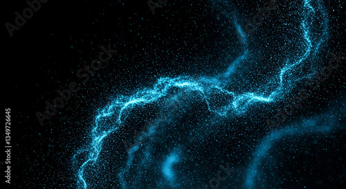 Abstract Teal Particle Flow Swirling Cosmic Dust Digital Nebula Background