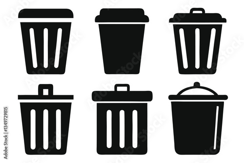 bin silhouette icons vector