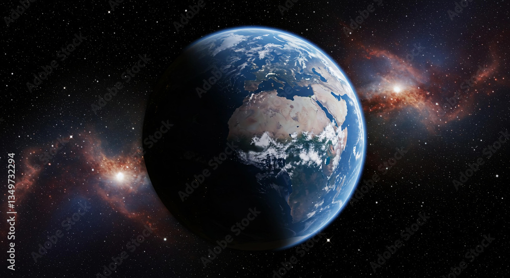 Obraz premium Stunning Earth From Space Cosmic Nebulae Background Planet Earth Space Exploration