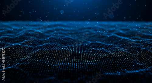 Abstract Blue Digital Wave Particle Flow Background Technology Concept