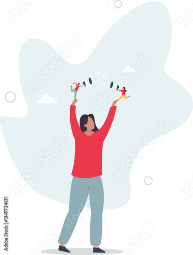 Employee voice, listen to colleague opinion or idea, choose to believe in truth, fact or liar team member concept.flat character life .
