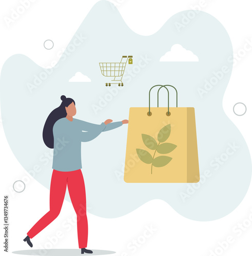 concept of responsible buyers and recycled products.flat character life .