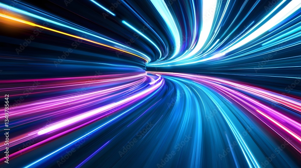 Speeding Through Vibrant Neon Tunnel of Digital Sci Fi Motion Speeding Through Vibrant Neon Tunnel of Digital Sci Fi Motion