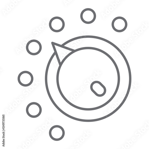 Timer wheel button thin line icon, laundry service concept. Vector graphics. Washing mode selection, washer button sign on white background, outline style icon for mobile or web design.