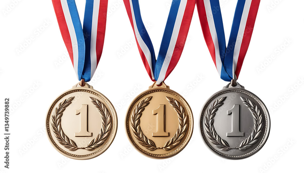 Set of three medals for first three winner set png Set of three medals for first three winner set png