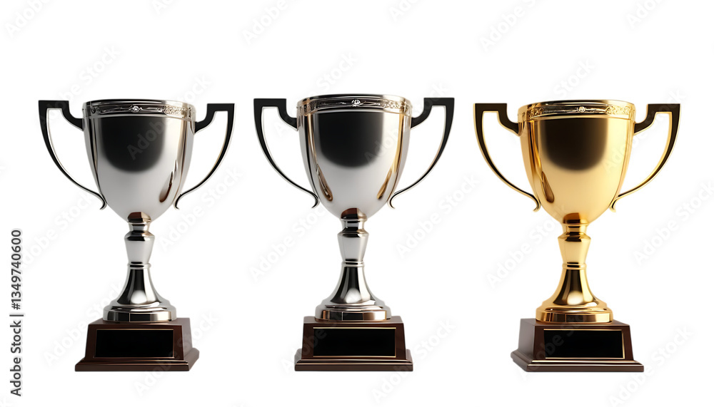 Set of three trophy cups png Set of three trophy cups png
