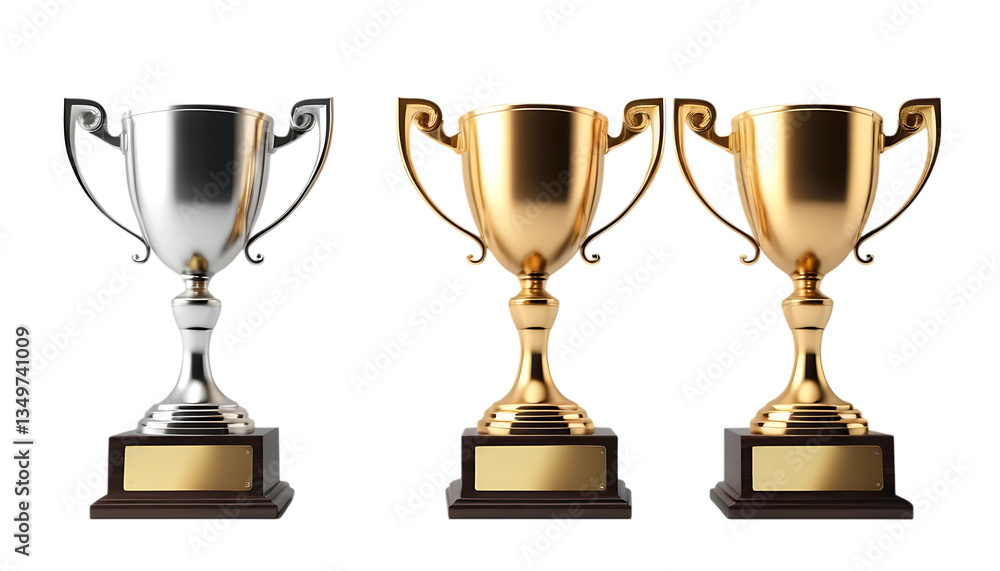 Set of three trophy cups png Set of three trophy cups png