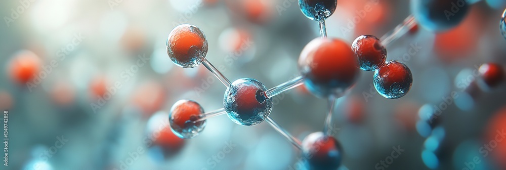 3D representation of an atom and molecule model with a scientific backdrop. Generative Ai 3D representation of an atom and molecule model with a scientific backdrop. Generative Ai
