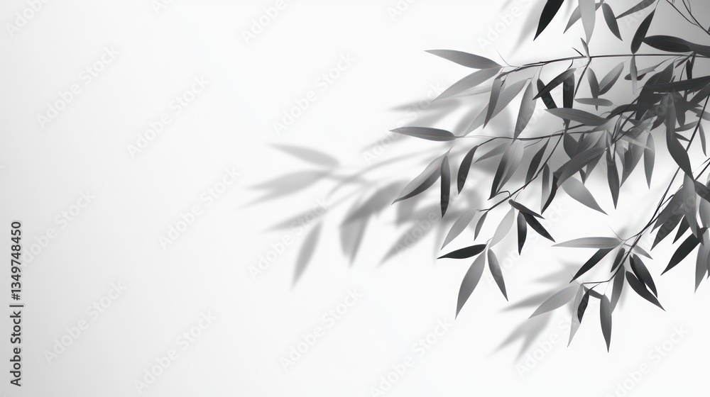 Abstract monochrome bamboo leaves shadows on white background Abstract monochrome bamboo leaves shadows on white background