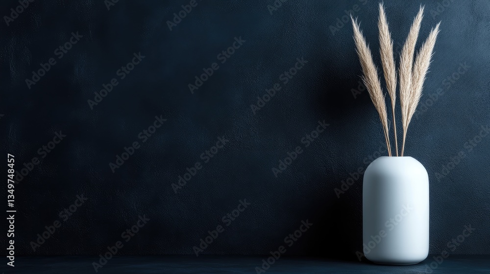 Minimalist vase with pampas grass on dark background Minimalist vase with pampas grass on dark background