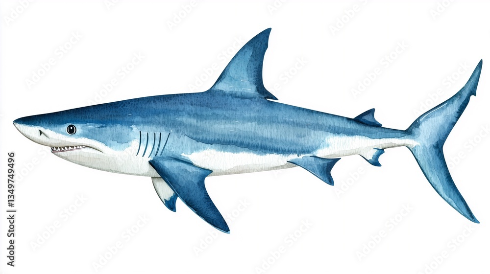 a watercolor blue shark a watercolor blue shark