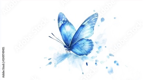 a watercolor blue butterfly