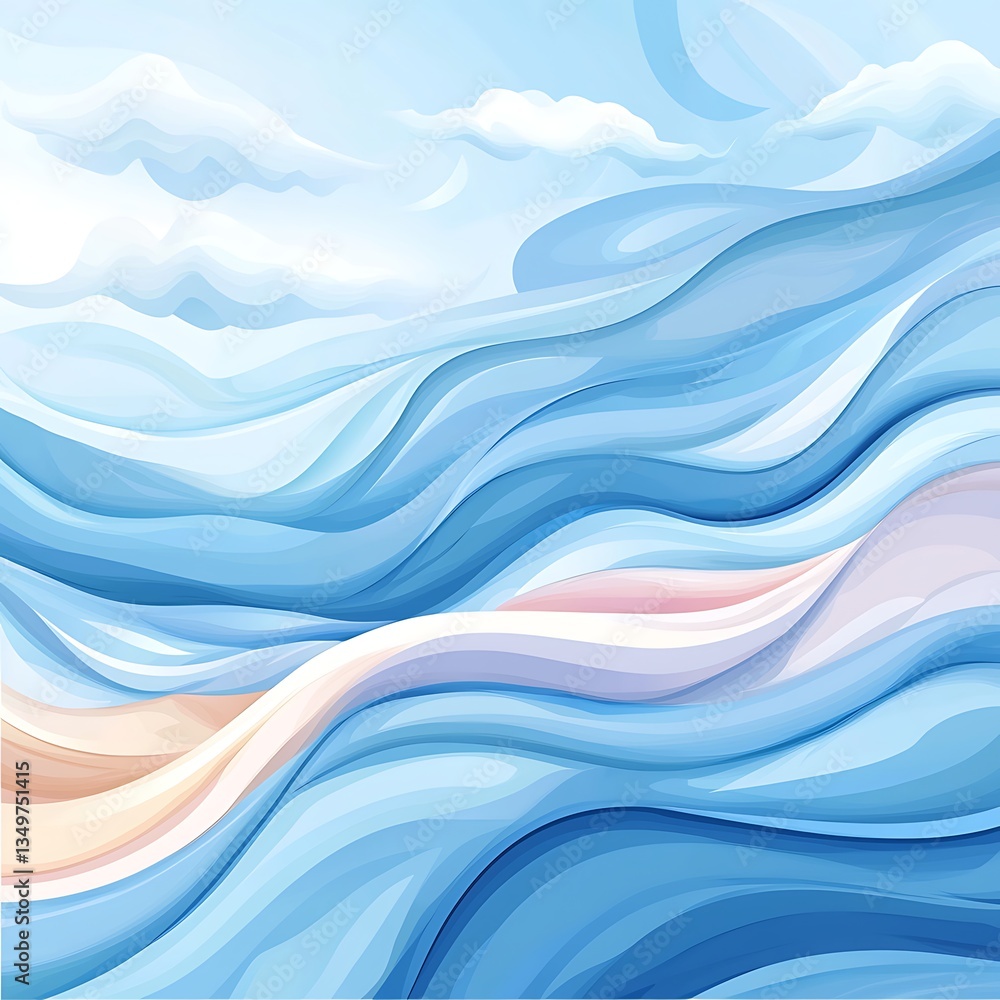 Abstract Blue Waves for Sky, Landscape. Abstract Blue Waves for Sky, Landscape.