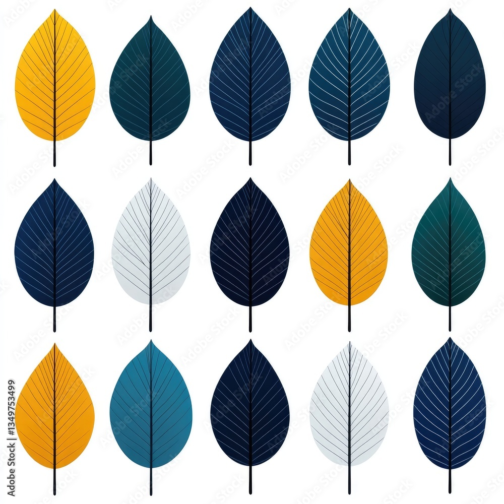 Obraz premium Colorful leaf design pattern on white background