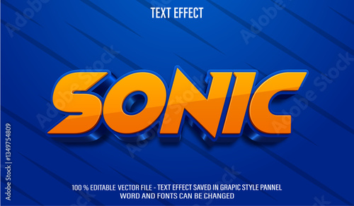 Sonic Blue 3d editable text effect style