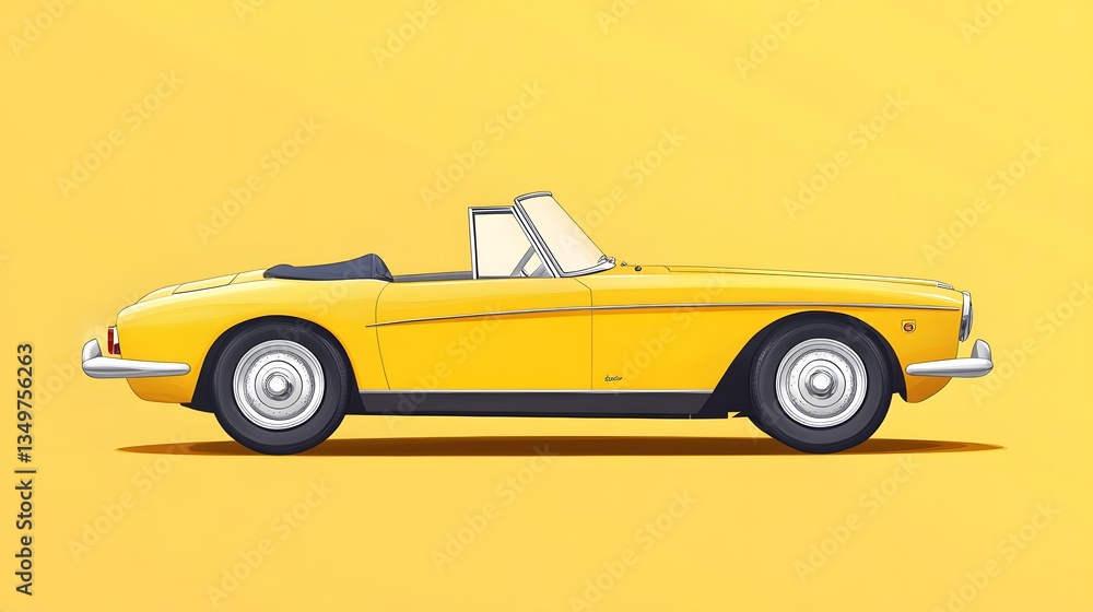 Fototapeta premium Professional Convertible Vector Yellow Realistic Illustration Isolated on White Background