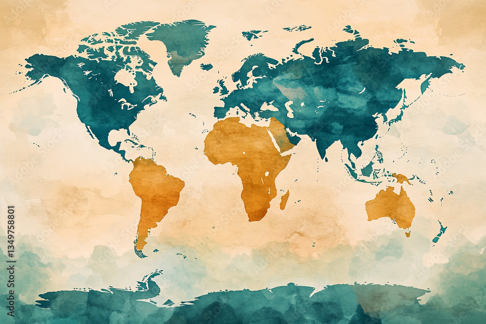 Fototapeta premium flat design 2D map of the world