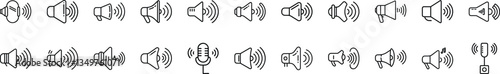 Audio Sound Speaker Icons Volume, Megaphone, Microphone, Broadcast