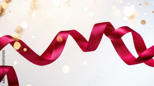 Vibrant Red Ribbon Dances Gracefully With Soft Light.