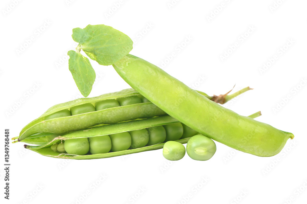 Fresh green peas isolated on white