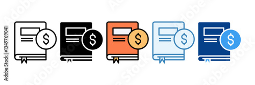 Financial Books  Icon Set Multiple Style Collection