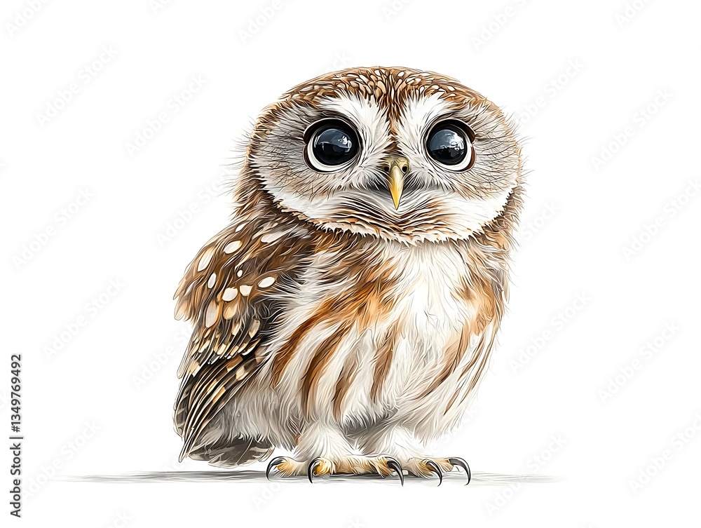Naklejka premium Cute Owl Portrait for White Background.