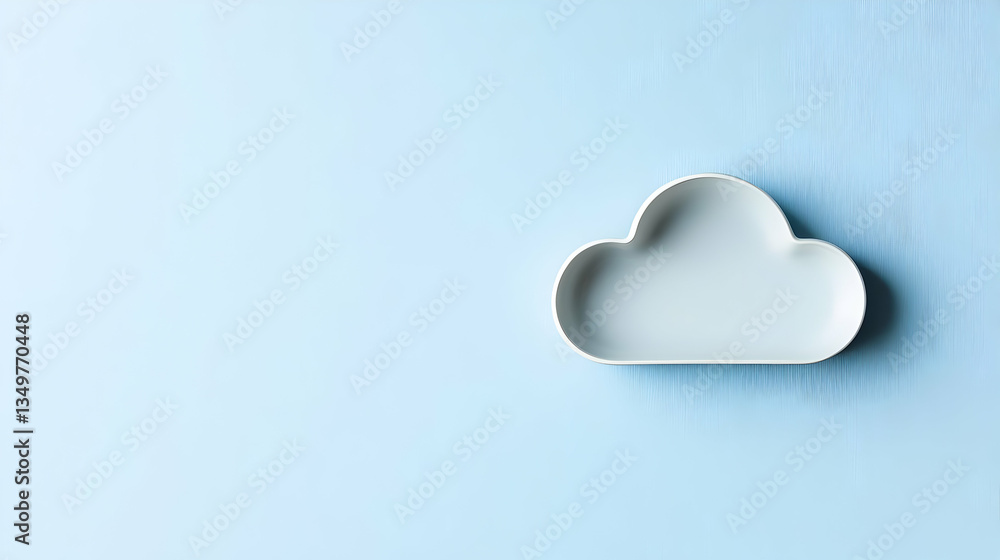 Light Blue Background With White Cloud Shape Light Blue Background With White Cloud Shape