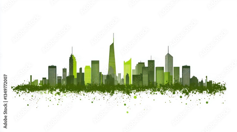 Fototapeta premium Abstract Green City Skyline