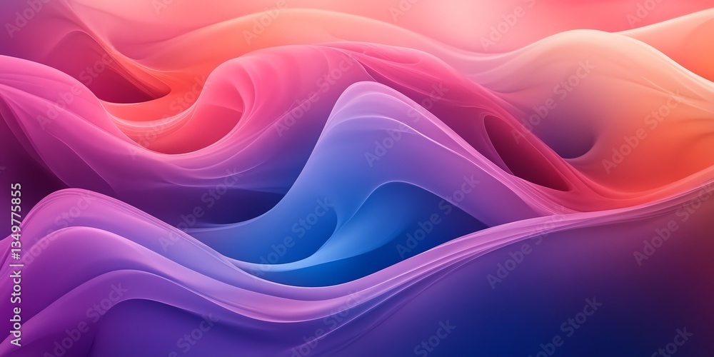 Fototapeta premium Abstract Flowing Color Waves in Pink Blue and Orange Background