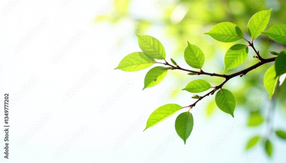 Branches with leaves and twigs on a simple white background, organic, tree, branches Branches with leaves and twigs on a simple white background, organic, tree, branches