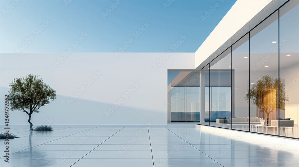 Fototapeta premium Modern Minimalist House with Glass Walls