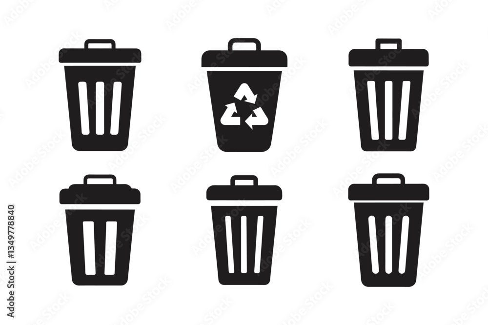trash can garbage can rubbish bin icon vector silhouette trash can garbage can rubbish bin icon vector silhouette