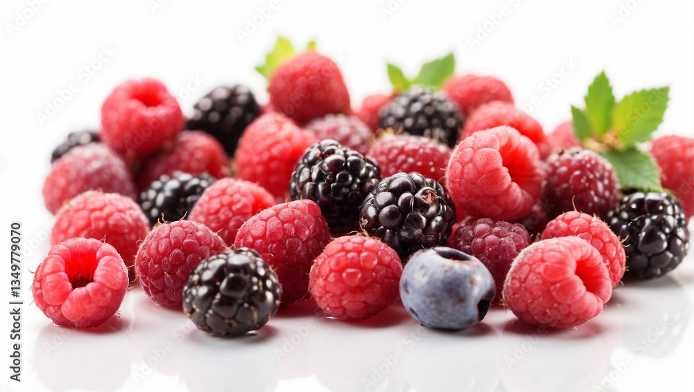 Freshly Rozen Mixed Berries Isolated on a White Background - A Healthy Delight Freshly Rozen Mixed Berries Isolated on a White Background - A Healthy Delight